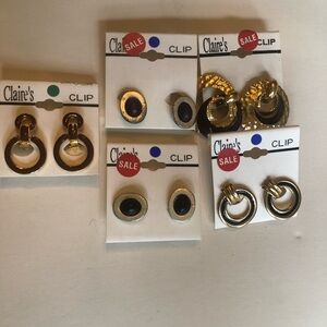 Vintage Claire's Gold Tone Clip-On Earring Lot